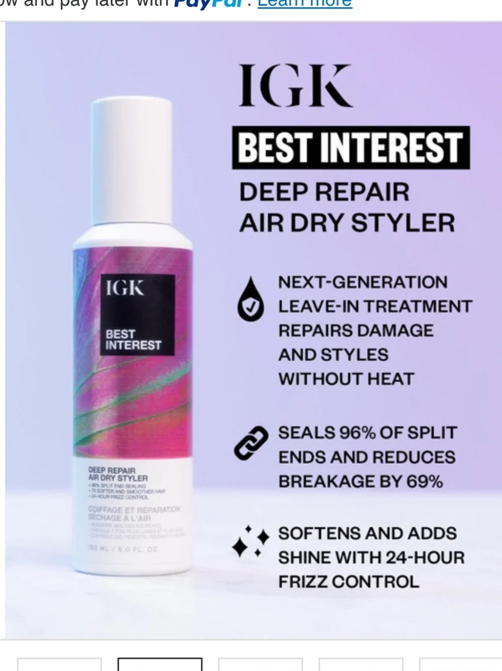 GK Best Interest Deep Repair Air Dry Styler – 150 ML